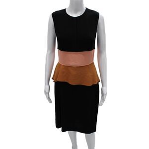 Narciso Rodriguez Womens Sheath Dress Black Virgin Wool Mid Calf Size 42